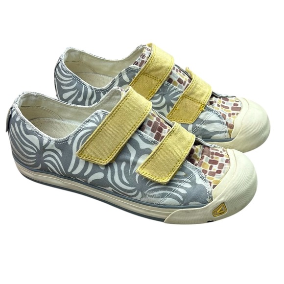 Keen Sula Shoes Wome Gray/Yellow Hook and Loop Double Strap Comfortable Sneakers - Picture 3 of 11